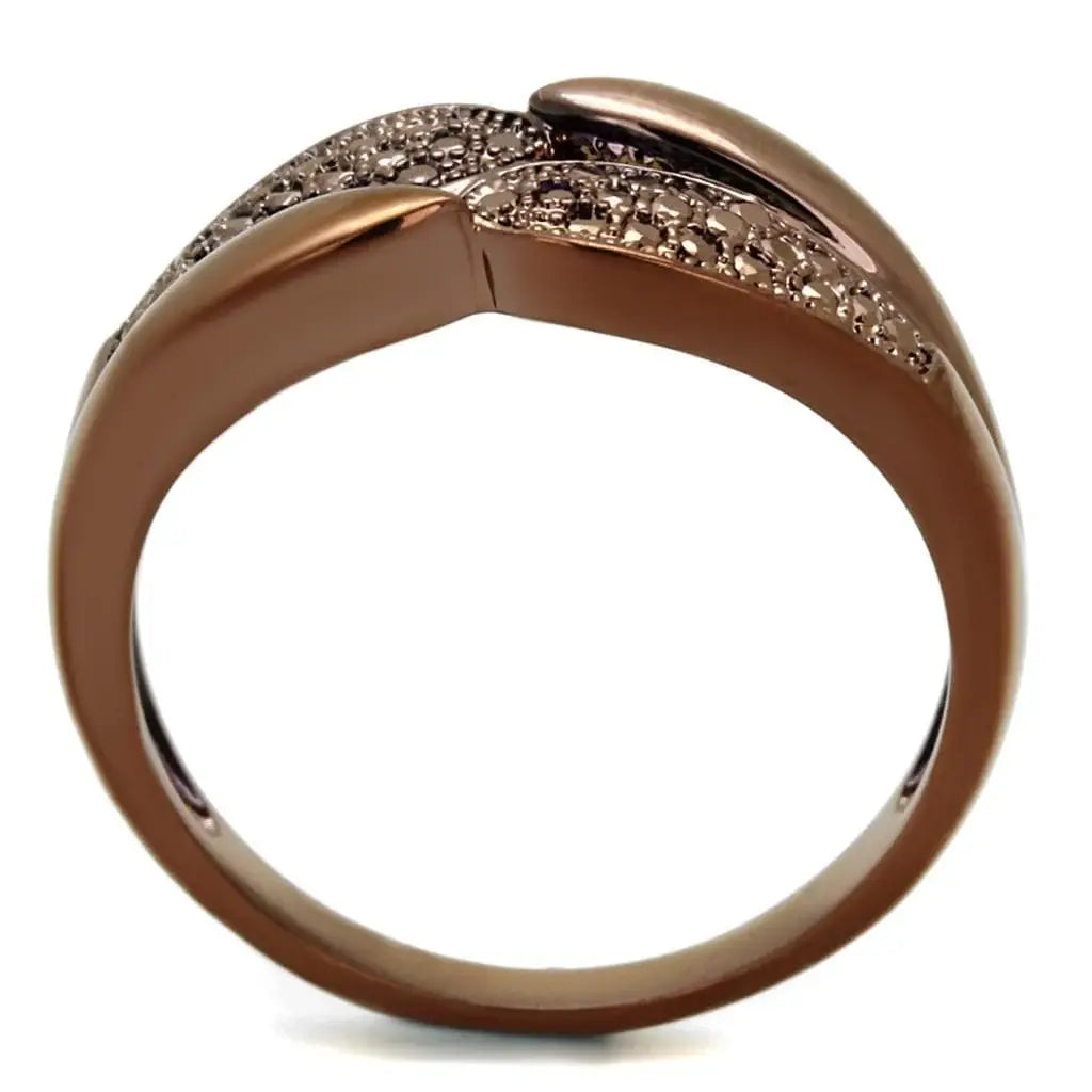 Alamode IP Coffee light Brass Ring with AAA Grade CZ in Light Coffee - Alamode - Flyclothing LLC