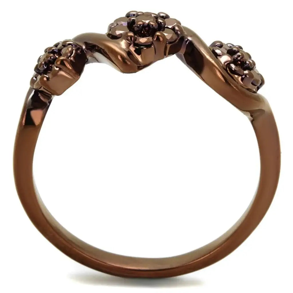 Alamode IP Coffee light Brass Ring with AAA Grade CZ in Light Coffee - Alamode - Flyclothing LLC