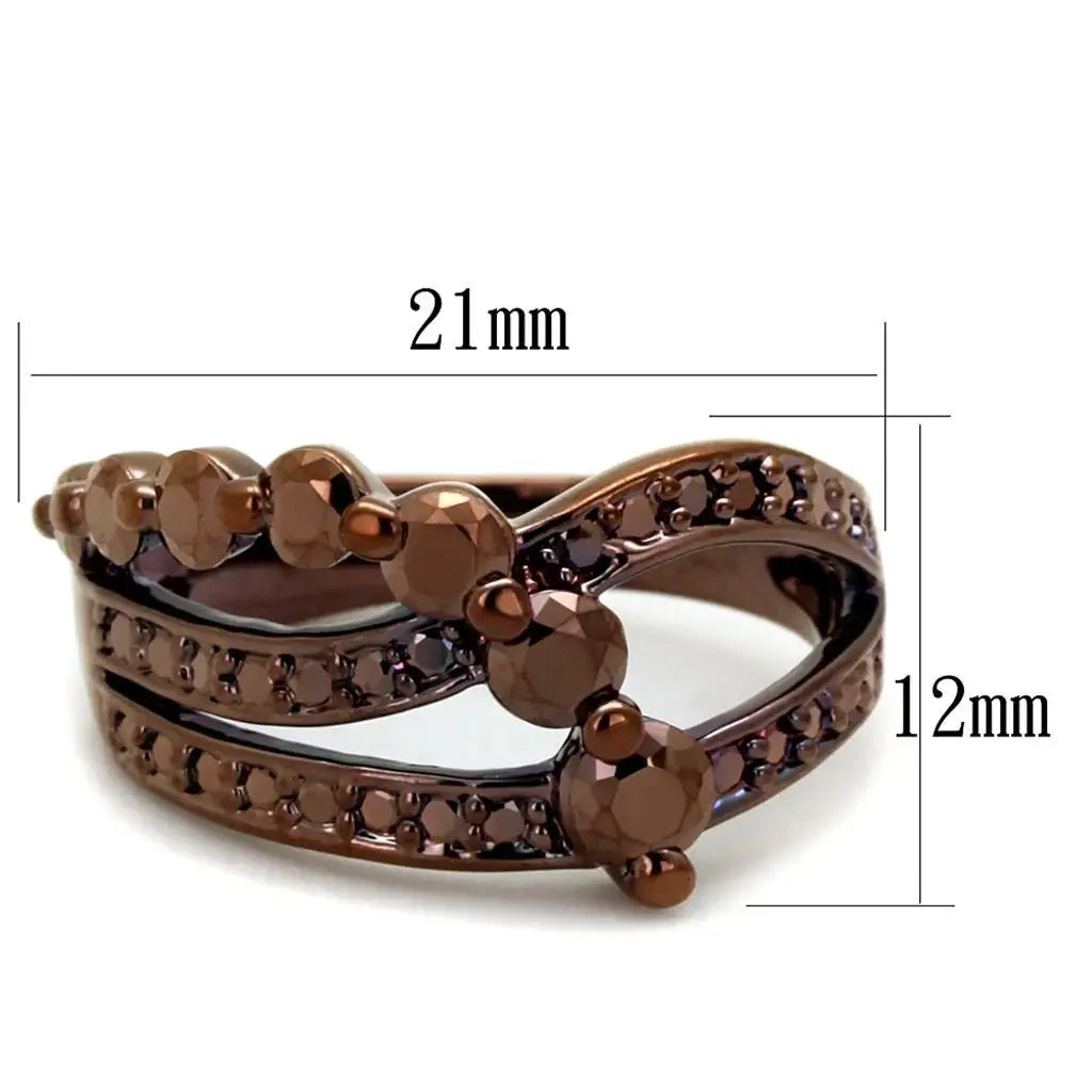 Alamode IP Coffee light Brass Ring with AAA Grade CZ in Light Coffee - Alamode - Flyclothing LLC