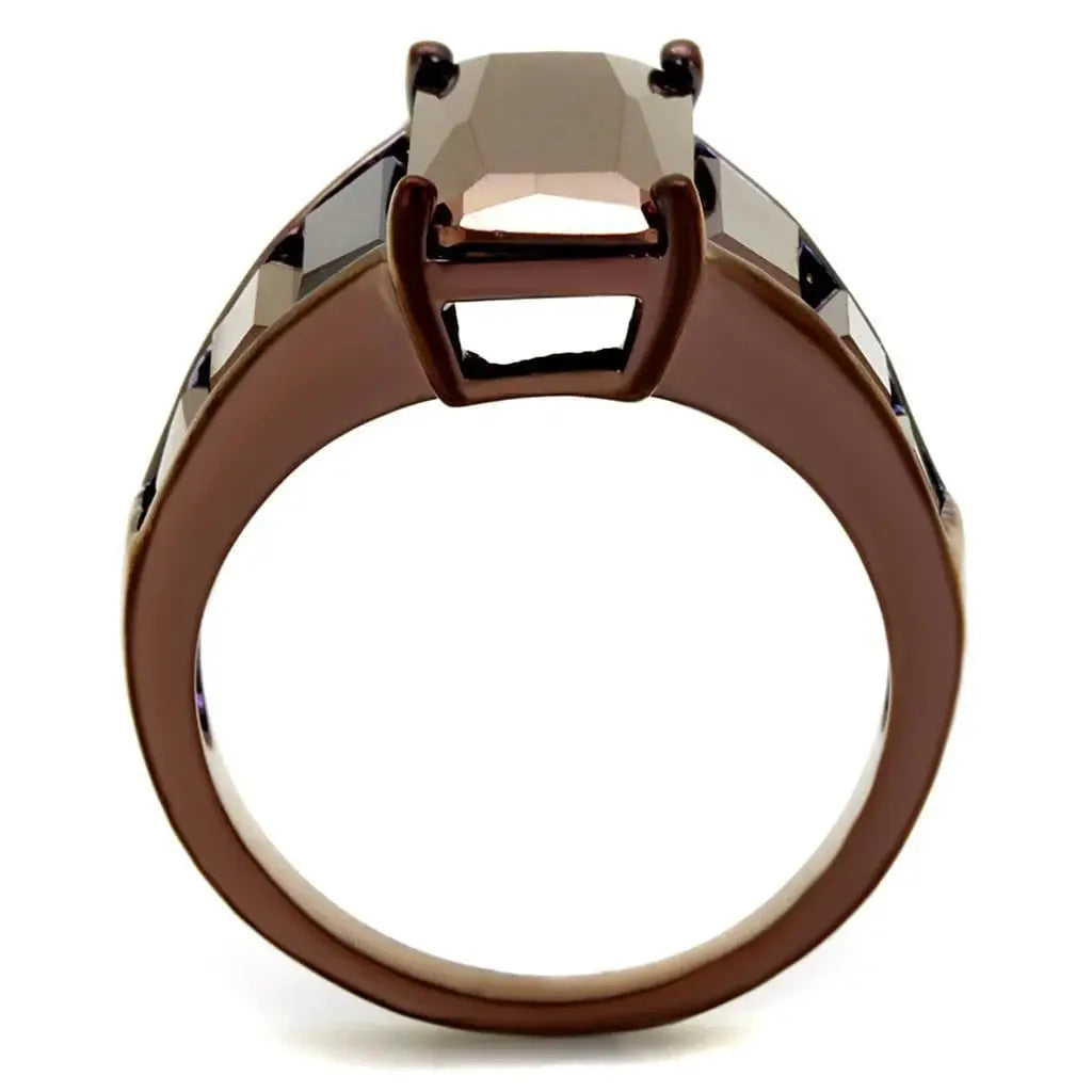 Alamode IP Coffee light Brass Ring with AAA Grade CZ in Light Coffee - Alamode - Flyclothing LLC