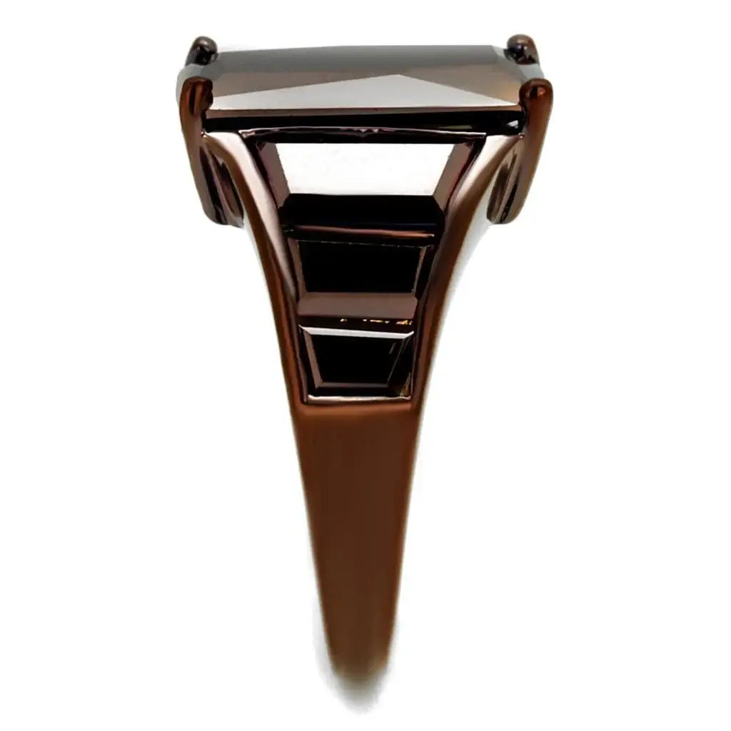 Alamode IP Coffee light Brass Ring with AAA Grade CZ in Light Coffee - Alamode - Flyclothing LLC