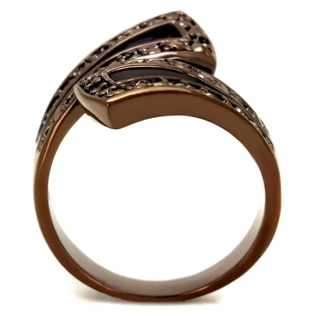 Alamode IP Coffee light Brass Ring with AAA Grade CZ in Light Coffee - Alamode - Flyclothing LLC