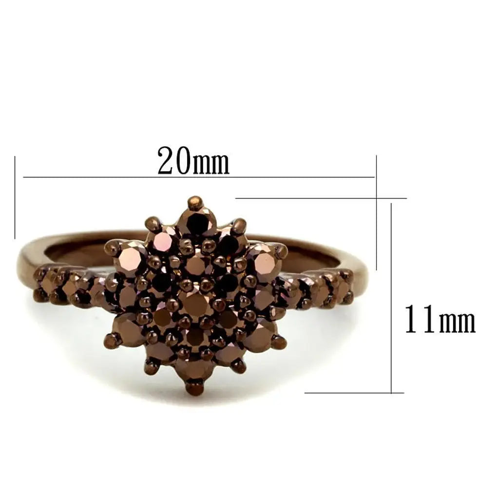 Alamode IP Coffee light Brass Ring with AAA Grade CZ in Light Coffee - Alamode - Flyclothing LLC