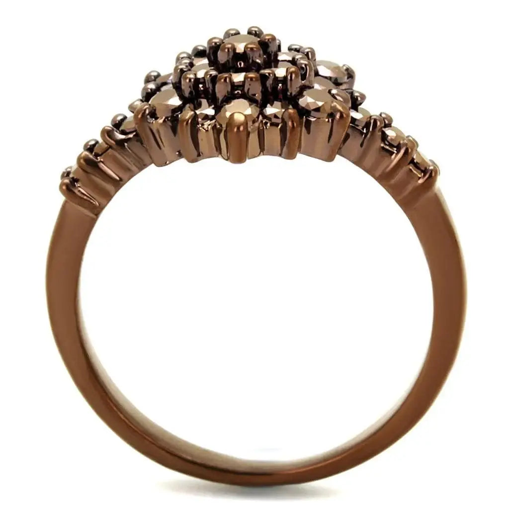 Alamode IP Coffee light Brass Ring with AAA Grade CZ in Light Coffee - Alamode - Flyclothing LLC