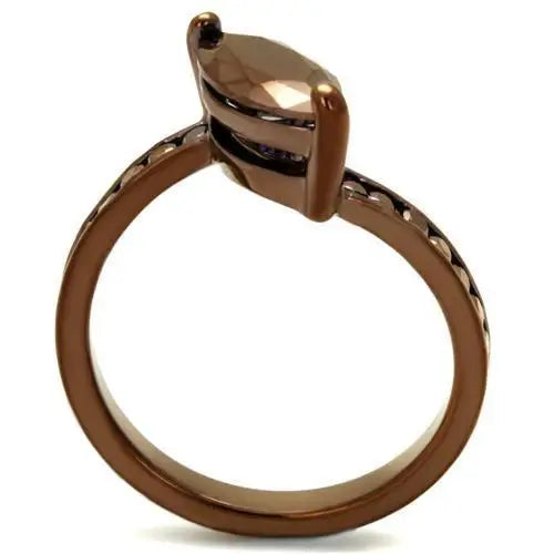 Alamode IP Coffee light Brass Ring with AAA Grade CZ in Light Coffee - Alamode - Flyclothing LLC