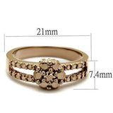 Alamode IP Rose Gold(Ion Plating) Brass Ring with AAA Grade CZ in Metallic Light Gold - Alamode - Flyclothing LLC
