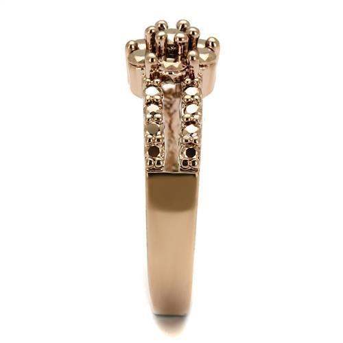 Alamode IP Rose Gold(Ion Plating) Brass Ring with AAA Grade CZ in Metallic Light Gold - Alamode - Flyclothing LLC