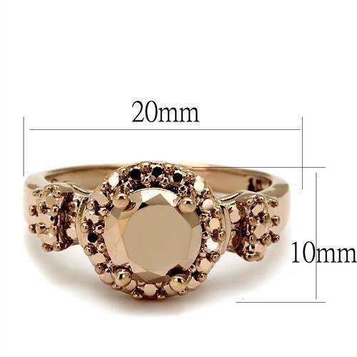 Alamode IP Rose Gold(Ion Plating) Brass Ring with AAA Grade CZ in Metallic Light Gold - Alamode - Flyclothing LLC