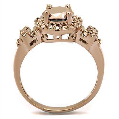 Alamode IP Rose Gold(Ion Plating) Brass Ring with AAA Grade CZ in Metallic Light Gold - Alamode - Flyclothing LLC