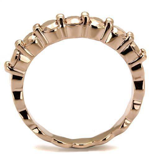 Alamode IP Rose Gold(Ion Plating) Brass Ring with AAA Grade CZ in Metallic Light Gold - Alamode - Flyclothing LLC