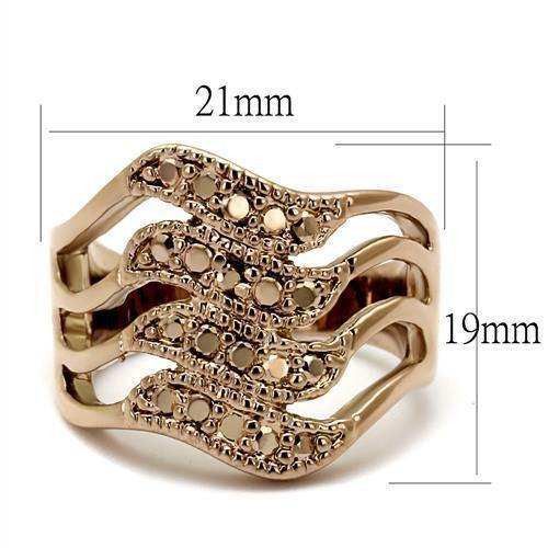 Alamode IP Rose Gold(Ion Plating) Brass Ring with AAA Grade CZ in Metallic Light Gold - Alamode - Flyclothing LLC