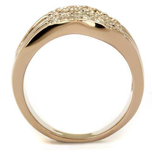 Alamode IP Rose Gold(Ion Plating) Brass Ring with AAA Grade CZ in Metallic Light Gold - Alamode - Flyclothing LLC