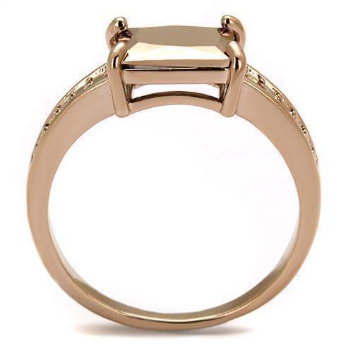 Alamode IP Rose Gold(Ion Plating) Brass Ring with AAA Grade CZ in Metallic Light Gold - Alamode - Flyclothing LLC