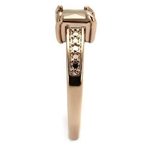 Alamode IP Rose Gold(Ion Plating) Brass Ring with AAA Grade CZ in Metallic Light Gold - Alamode - Flyclothing LLC