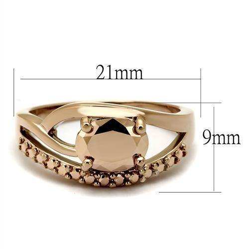Alamode IP Rose Gold(Ion Plating) Brass Ring with AAA Grade CZ in Metallic Light Gold - Alamode - Flyclothing LLC