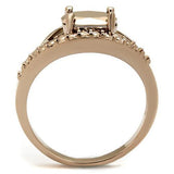 Alamode IP Rose Gold(Ion Plating) Brass Ring with AAA Grade CZ in Metallic Light Gold - Alamode