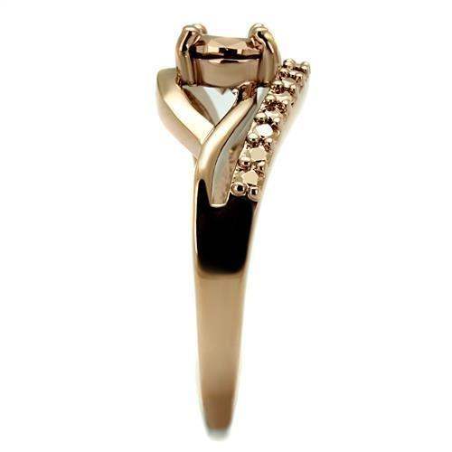 Alamode IP Rose Gold(Ion Plating) Brass Ring with AAA Grade CZ in Metallic Light Gold - Alamode - Flyclothing LLC