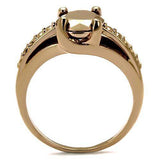 Alamode IP Rose Gold(Ion Plating) Brass Ring with AAA Grade CZ in Metallic Light Gold - Alamode - Flyclothing LLC