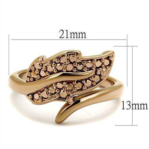Alamode IP Rose Gold(Ion Plating) Brass Ring with AAA Grade CZ in Metallic Light Gold - Alamode - Flyclothing LLC