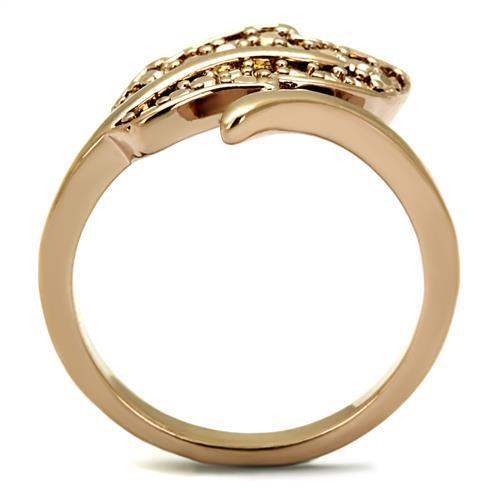 Alamode IP Rose Gold(Ion Plating) Brass Ring with AAA Grade CZ in Metallic Light Gold - Alamode - Flyclothing LLC