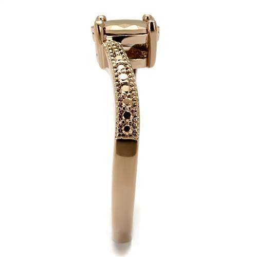 Alamode IP Rose Gold(Ion Plating) Brass Ring with AAA Grade CZ in Metallic Light Gold - Alamode - Flyclothing LLC