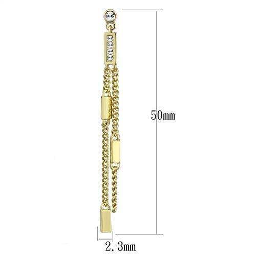 Alamode Gold Brass Earrings with Top Grade Crystal in Clear - Alamode - Flyclothing LLC