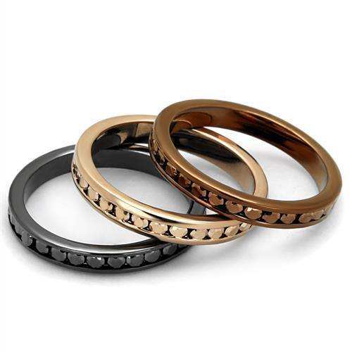 Alamode IP Rose Gold & IP Light Black & IP Light coffee Brass Ring with Top Grade Crystal in Multi Color - Alamode - Flyclothing LLC