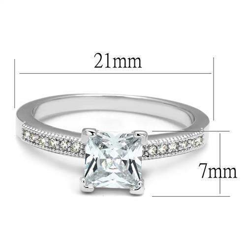 Alamode Rhodium Brass Ring with AAA Grade CZ in Clear - Alamode - Flyclothing LLC