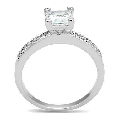 Alamode Rhodium Brass Ring with AAA Grade CZ in Clear - Alamode - Flyclothing LLC