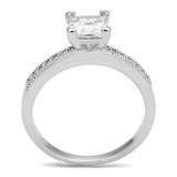 Alamode Rhodium Brass Ring with AAA Grade CZ in Clear - Alamode
