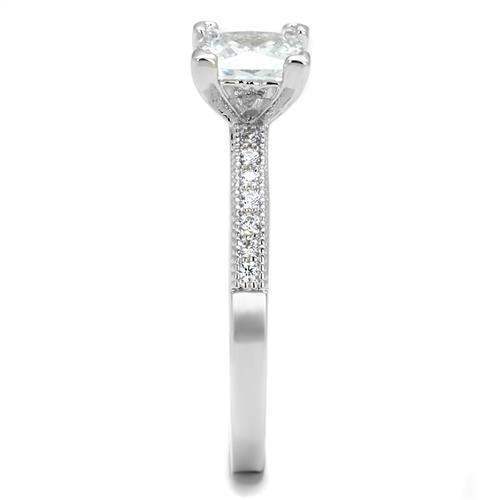 Alamode Rhodium Brass Ring with AAA Grade CZ in Clear - Alamode - Flyclothing LLC
