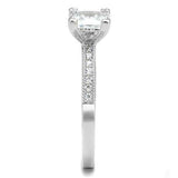 Alamode Rhodium Brass Ring with AAA Grade CZ in Clear - Alamode