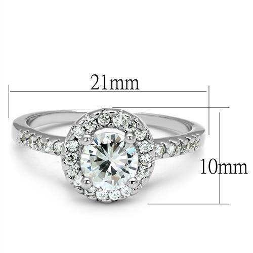 Alamode Rhodium Brass Ring with AAA Grade CZ in Clear - Alamode - Flyclothing LLC