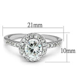 Alamode Rhodium Brass Ring with AAA Grade CZ in Clear - Alamode