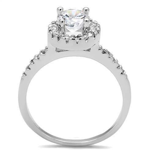 Alamode Rhodium Brass Ring with AAA Grade CZ in Clear - Alamode - Flyclothing LLC