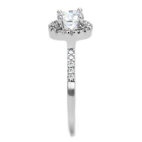 Alamode Rhodium Brass Ring with AAA Grade CZ in Clear - Alamode - Flyclothing LLC