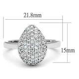 Alamode Rhodium Brass Ring with AAA Grade CZ in Clear - Alamode