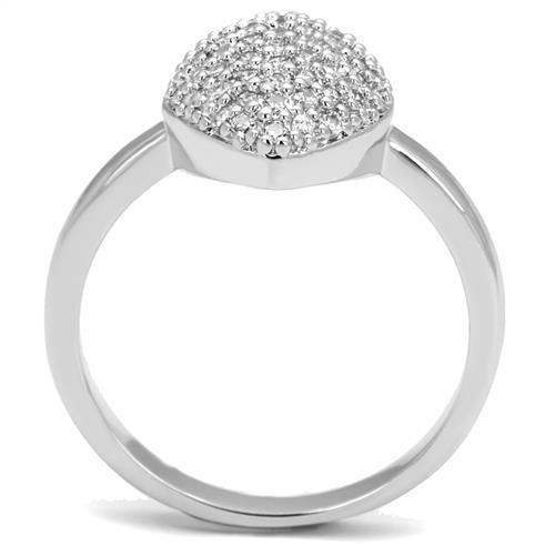 Alamode Rhodium Brass Ring with AAA Grade CZ in Clear - Alamode - Flyclothing LLC