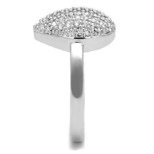 Alamode Rhodium Brass Ring with AAA Grade CZ in Clear - Alamode - Flyclothing LLC
