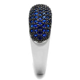 Alamode Rhodium + Ruthenium Brass Ring with AAA Grade CZ in London Blue - Alamode - Flyclothing LLC