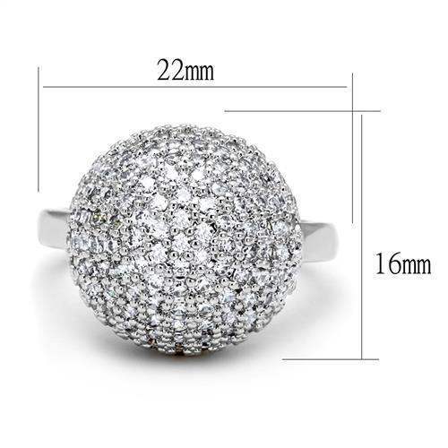 Alamode Rhodium Brass Ring with AAA Grade CZ in Clear - Alamode - Flyclothing LLC