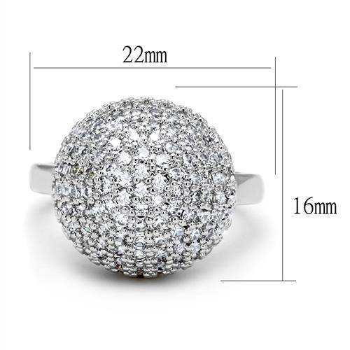 Alamode Rhodium Brass Ring with AAA Grade CZ in Clear - Alamode - Flyclothing LLC