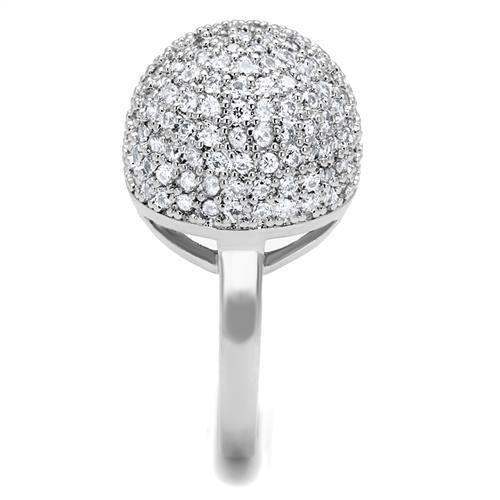 Alamode Rhodium Brass Ring with AAA Grade CZ in Clear - Alamode - Flyclothing LLC