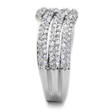 Alamode Rhodium Brass Ring with AAA Grade CZ in Clear - Alamode - Flyclothing LLC