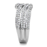 Alamode Rhodium Brass Ring with AAA Grade CZ in Clear - Alamode