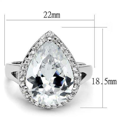 Alamode Rhodium Brass Ring with AAA Grade CZ in Clear - Alamode - Flyclothing LLC