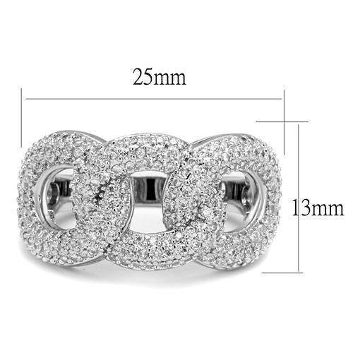 Alamode Rhodium Brass Ring with AAA Grade CZ in Clear - Alamode - Flyclothing LLC