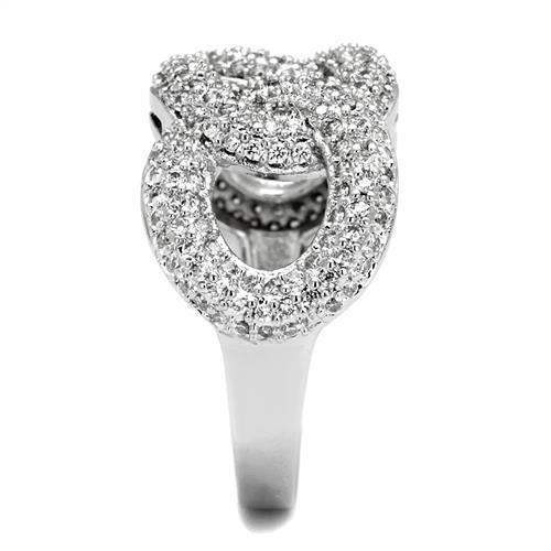 Alamode Rhodium Brass Ring with AAA Grade CZ in Clear - Alamode - Flyclothing LLC