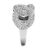 Alamode Rhodium Brass Ring with AAA Grade CZ in Clear - Alamode - Flyclothing LLC