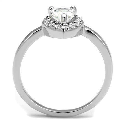 Alamode Rhodium Brass Ring with AAA Grade CZ in Clear - Alamode - Flyclothing LLC